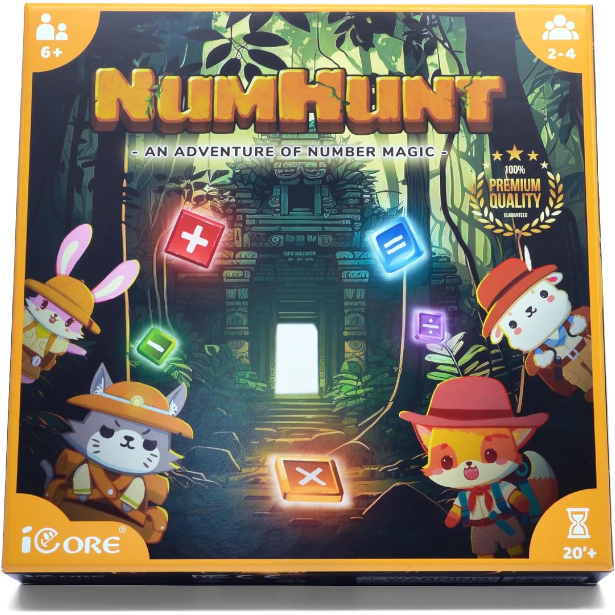 iCore Strategic Family Treasure Num Hunt Game for Ages 6-15 Play Interactive Math Games for Boys Girls Kids Families Adults 2-4 Players Board Game