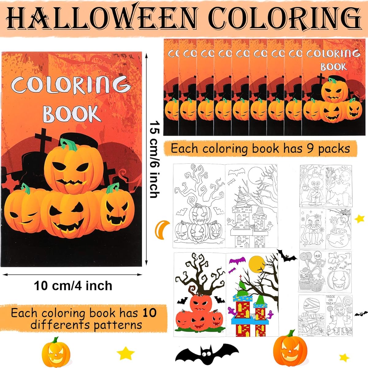 Outu Halloween Coloring Book, Halloween Characters, Fun Coloring Book, Pumpkin Ghost Design, Halloween Tricks, Halloween Party Supplies, Prize Bag Fillers, 35 Pieces