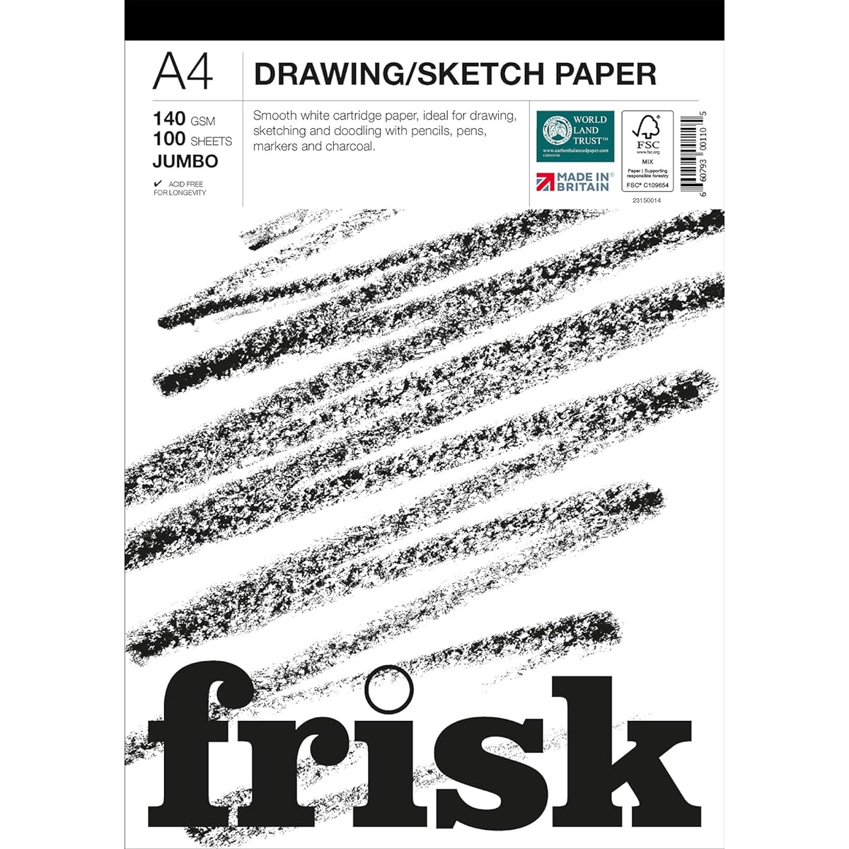 Frisk Drawing/Sketching Paper Pad Jumbo 140gsm 100 Sheets A4
