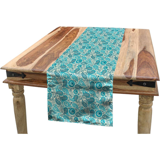 Ambesonne Turquoise Table Runner, Paisley Pattern with Antique Floral Ornaments, Classic Middle Eastern, Dining Room, Kitchen, Rectangular Runner, 16" x 72", Aqua Teal