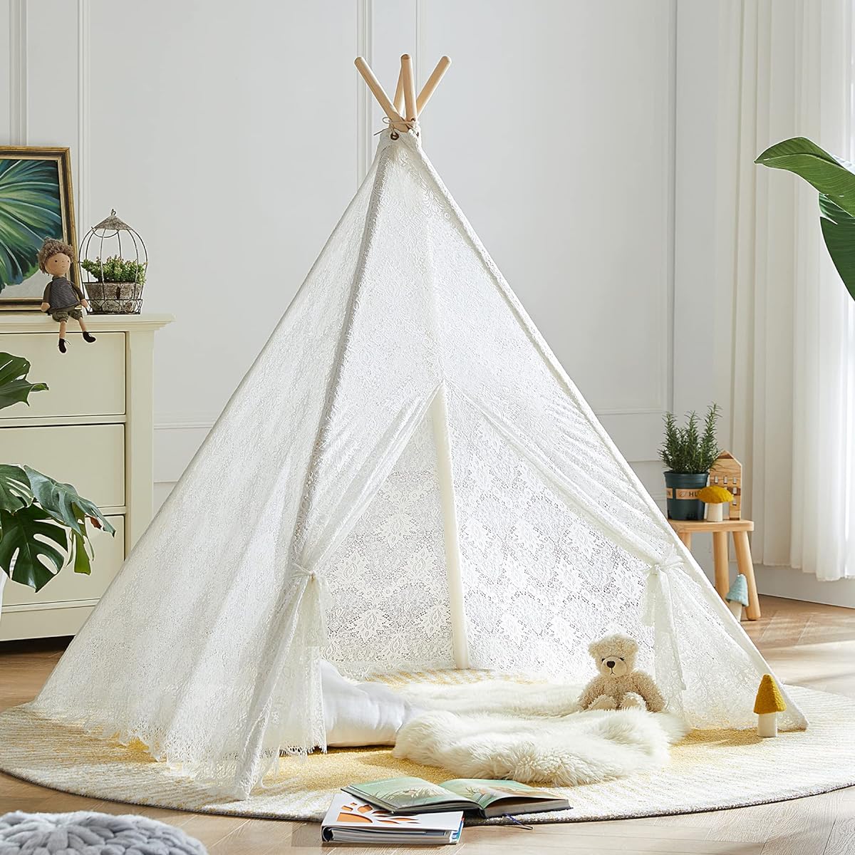 Asweets Lace Tent for Girls, Large, for Kids, Breathable, for Indoor and Outdoor Use
