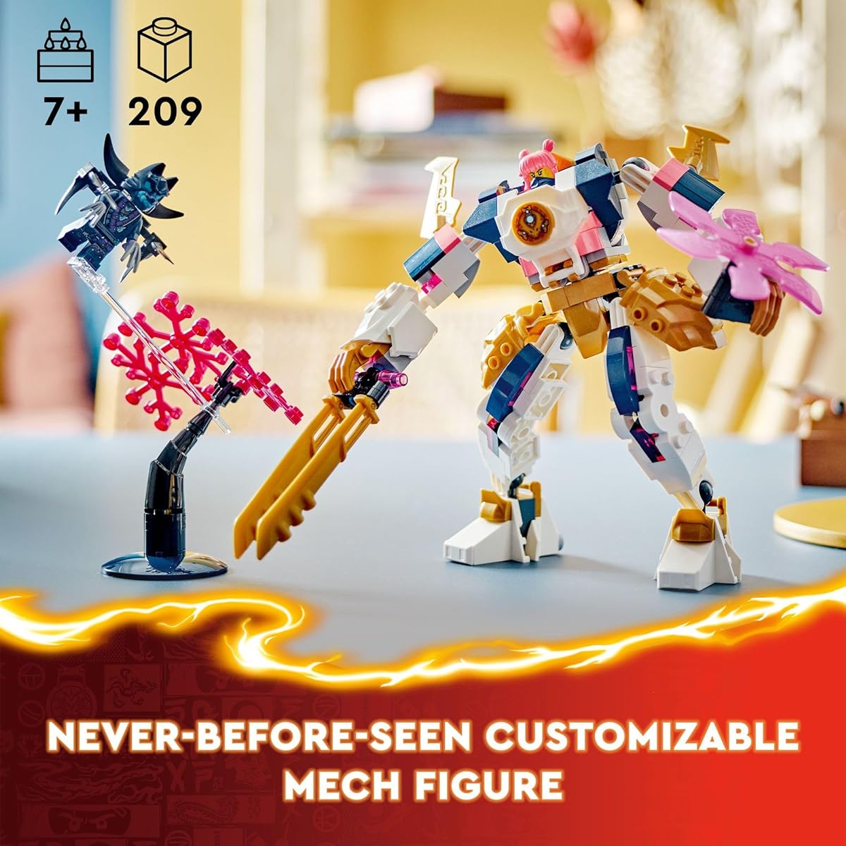 LEGO NINJAGO Sora's Elemental Tech Mech Mini Ninja Toy Customizable Figure Adventure Toy Set with Sora Minifigure Ninja Action Figure Ages 7+ Boys Girls 7+, 6470389