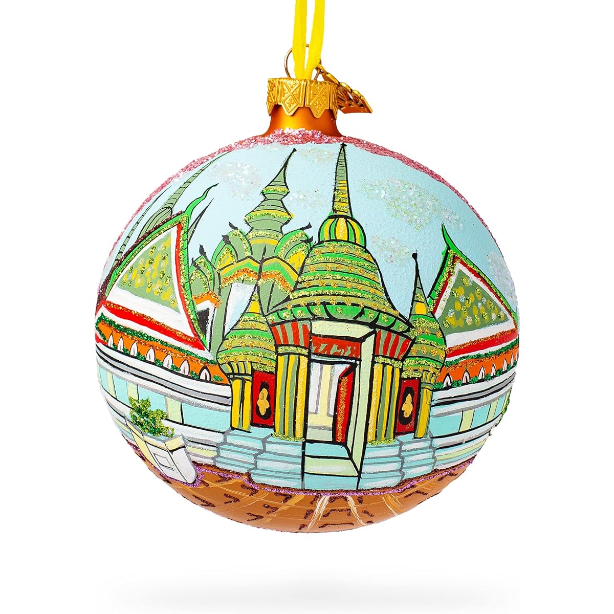 Wat Phra Chetuphon (Wat Pho), Bangkok, Thailand Glass Ball Christmas Ornament 4 Inches