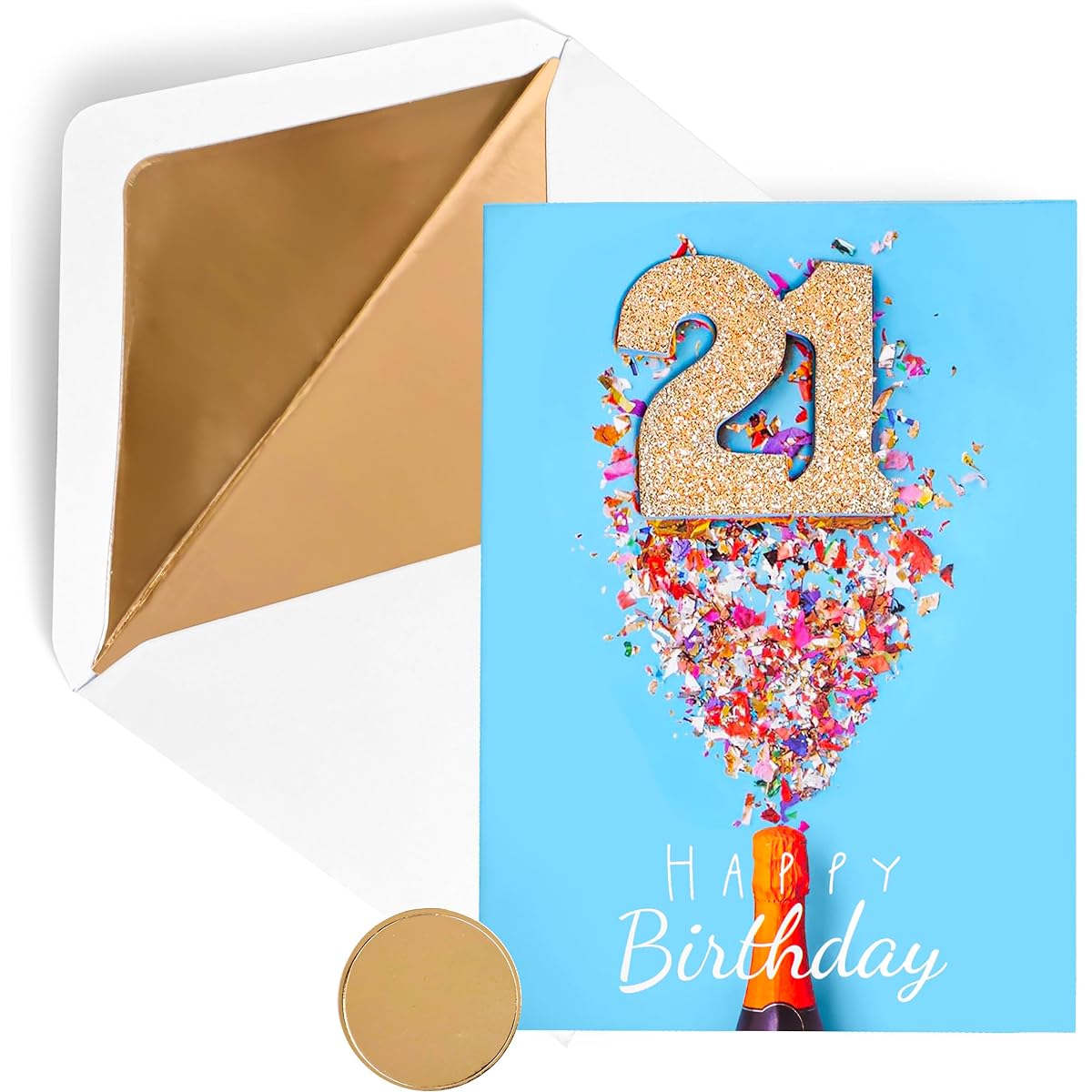 GIFT GIGGLES 21st Birthday Card - For Women and Men - 3D Pop-up 21st Card | Happy Twentyfirst Bday, Twenty | Includes Envelope and Sticker