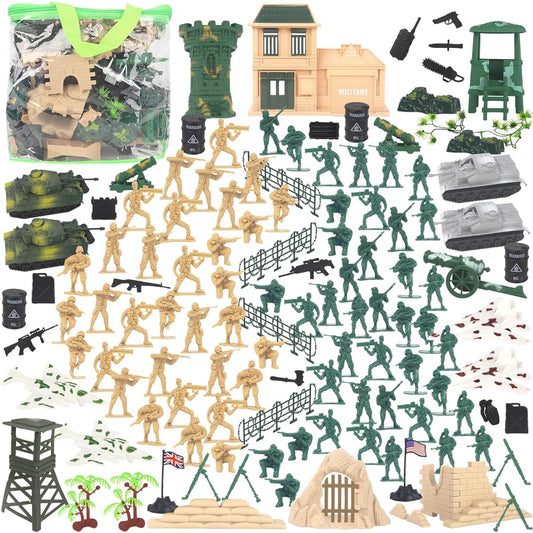AMOR PRESENT 210 Pieces Army Men Military Set Army Men's Action Figure Military Soldier Playset Boys Christmas Birthday Gift