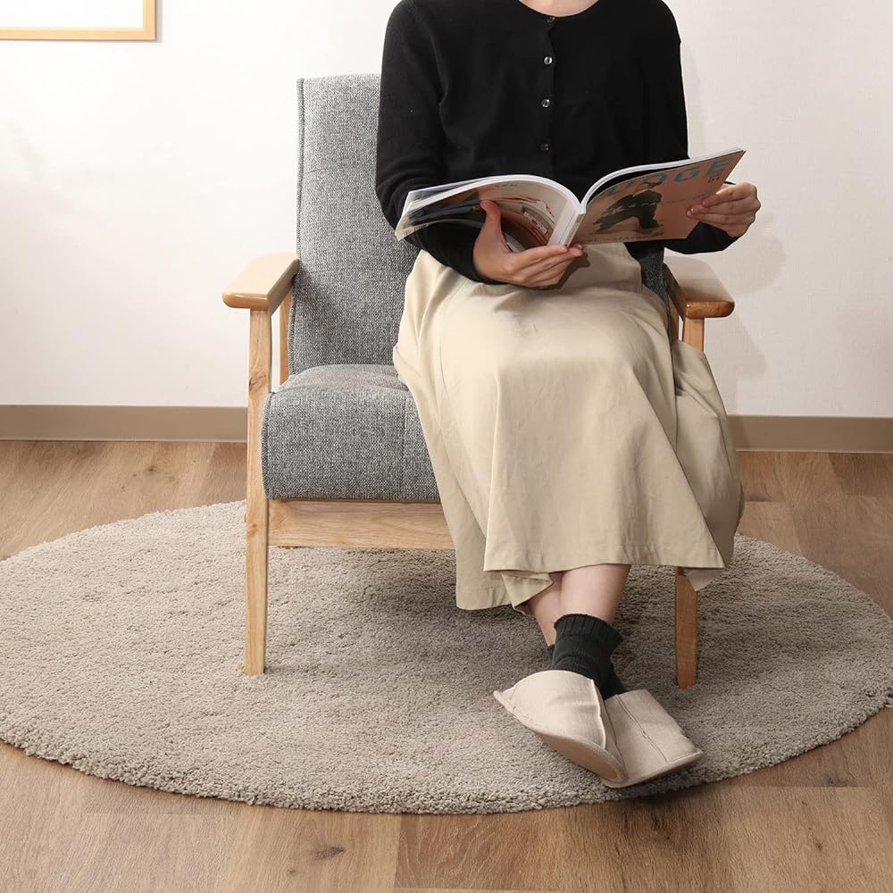 Fuji Boeki Sofa 1 Seater Width 65 x Depth 73 x Height 70cm Light Gray Fabric Natural Wood 74034
