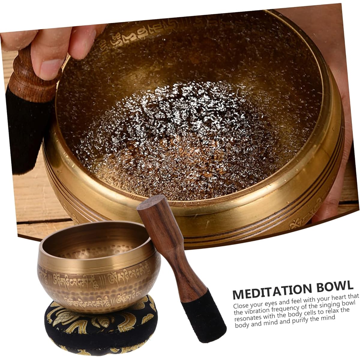 VICASKY 4pcs Meditation Bowls Music Sound Bowls Tibetan Singing Bowls Chakra Bowls Tibetan Bowl Kit Yoga Gifts Sound Bowl Healing Crystal Singing