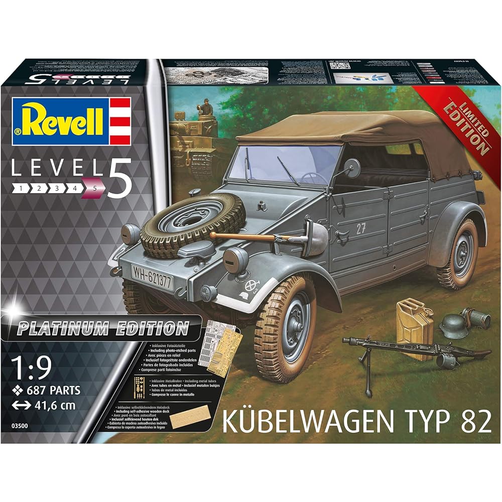 German Level 1/9 German Army Kubelwagen Typ 82 Premium Edition Plastic Model 03500