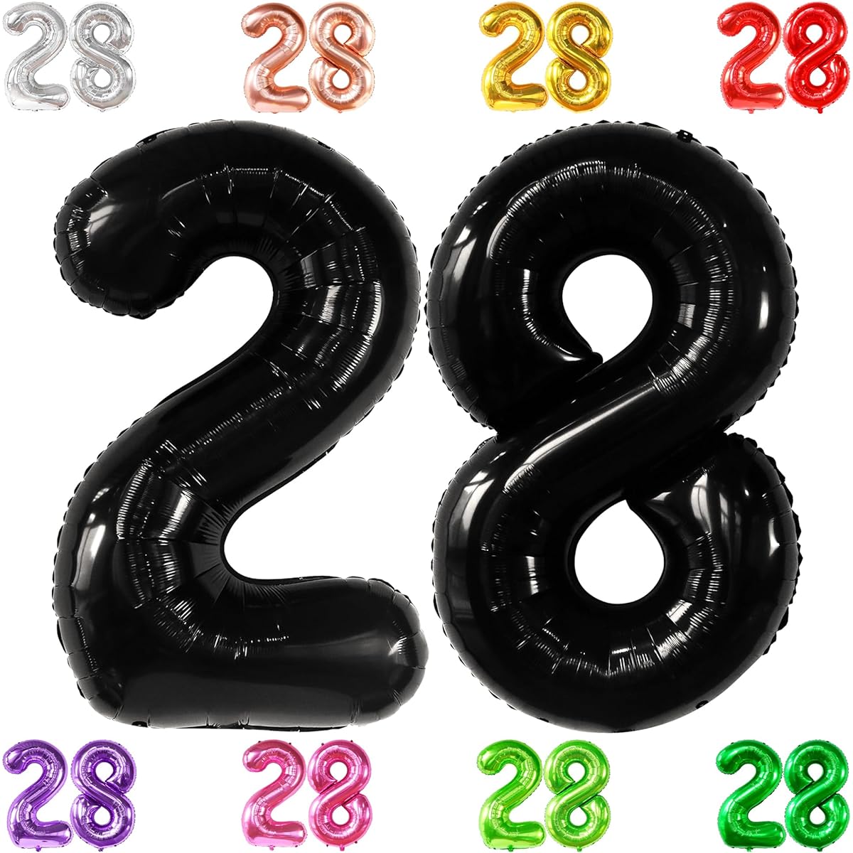 KatchOn Black 28 Balloons, Number 40 Inch, Black 28th Birthday Balloons, 28th Birthday Decorations for Men and Women, Birthday Balloons, 28 Birthday Balloons, 28th Birthday Decorations for Women, 28th Birthday Balloons
