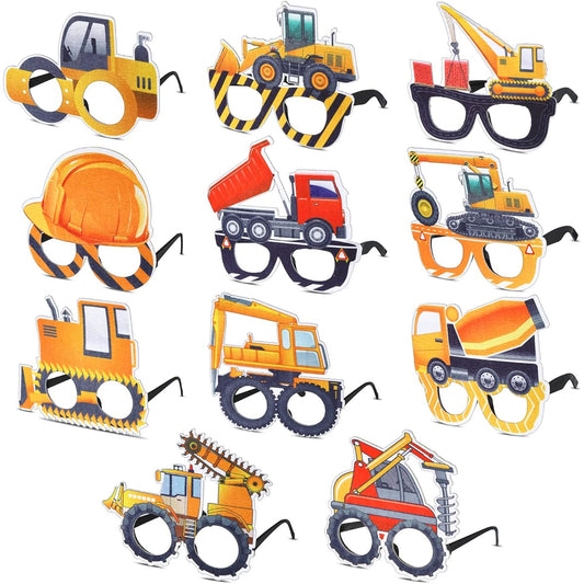 11 Pairs Assembly Party Photo Booth Props Engineering Truck Party Decoration Dump Truck Funny Glasses Construction Themed Glasses for Kids Birthday Party Supplies 11 Styles