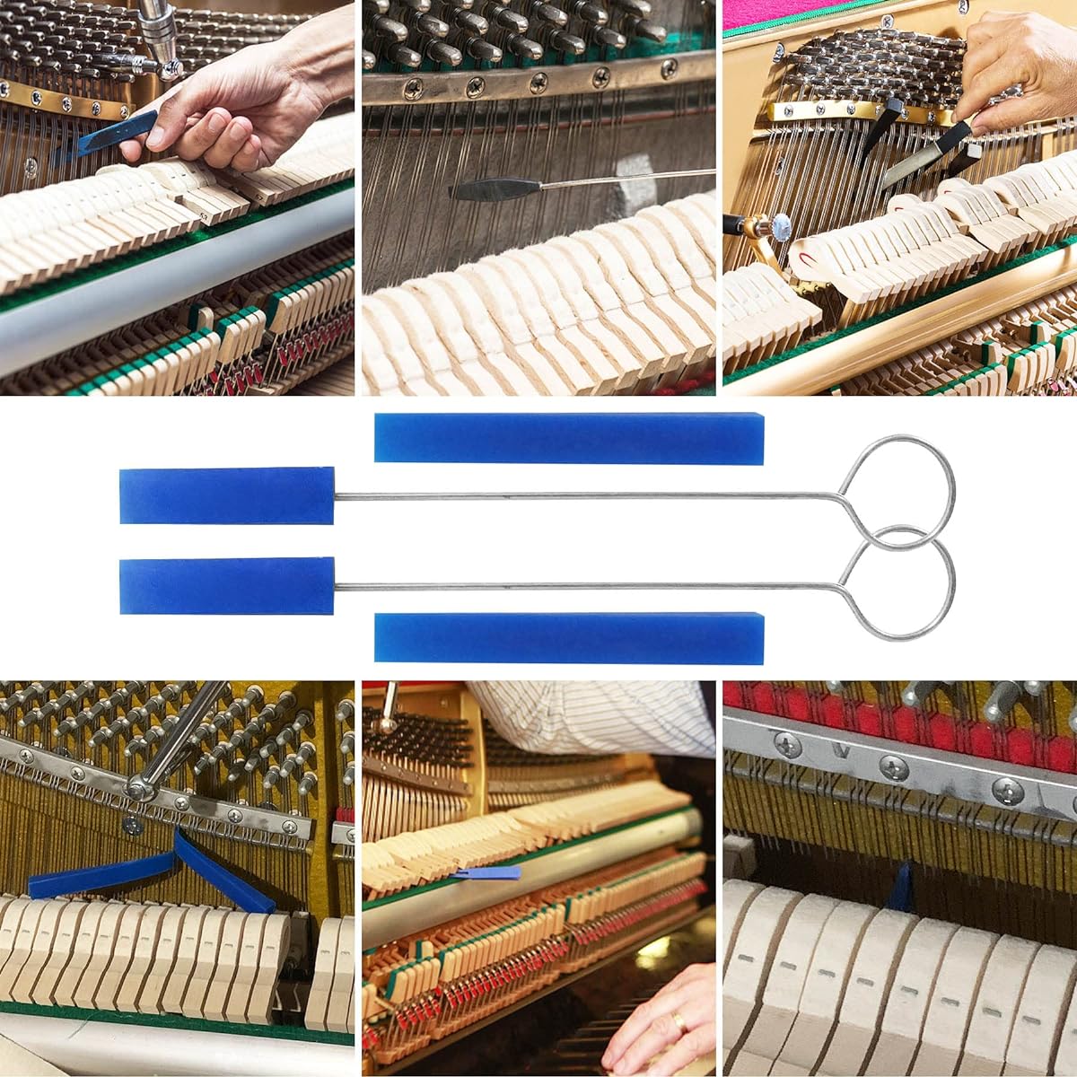 Professional Piano Tuning Kit Piano Tuner Hammer Mute Kit Tool Piano Tuning Lever Tool with Case 6 Pieces
