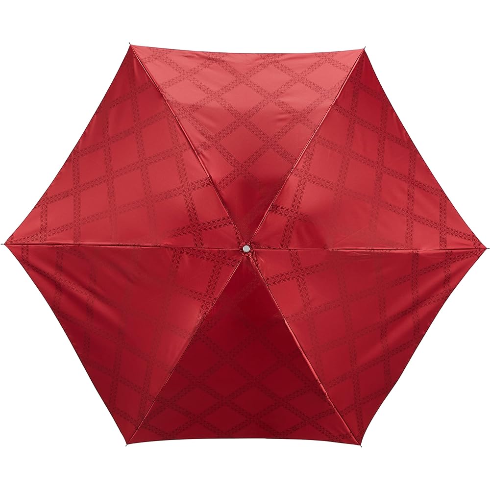 [Lanvin Collection] Folding Umbrella MOONBAT LANVIN COLLECTION Cation Jacquard Plaid Folding Umbrella Umbrella Women's Gift Present 21-083-10755-02-33-55 Red Rib Length: Approx. 55cm