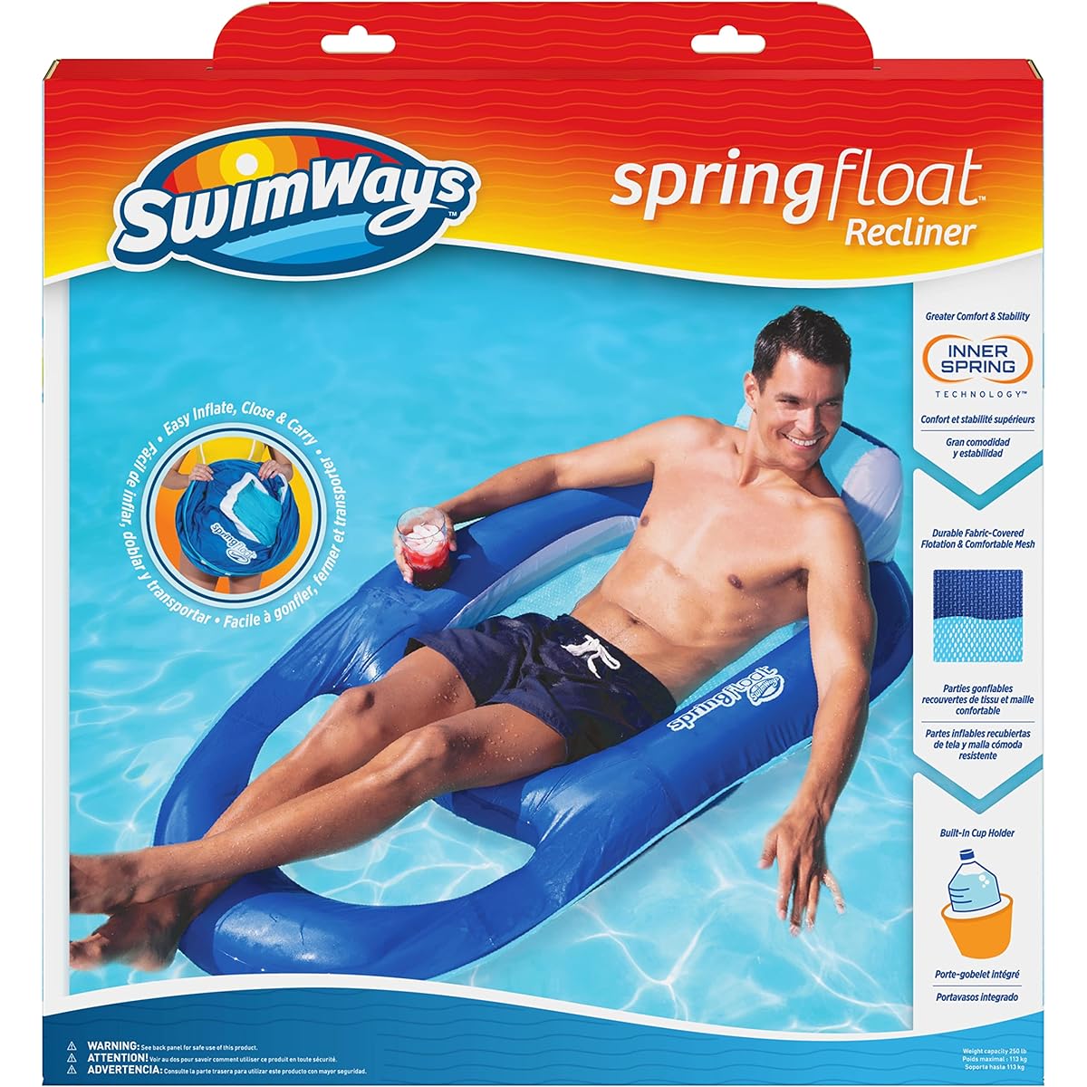 SwimWays Spring Float Recliner (Blue/Aqua) by SwimWays