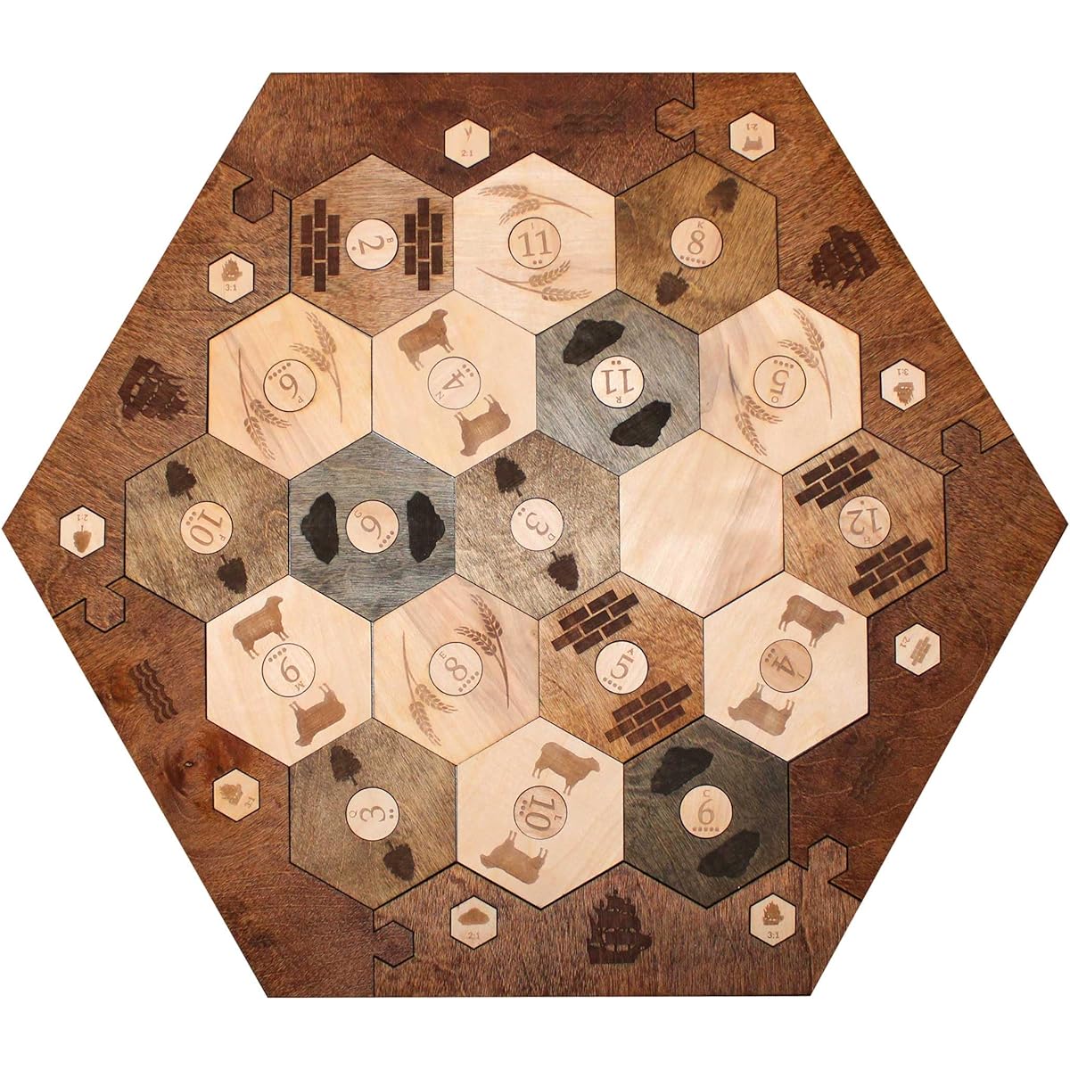 Wooden Settler Game Board for 2-4 players, Main Board Only, Customizable
