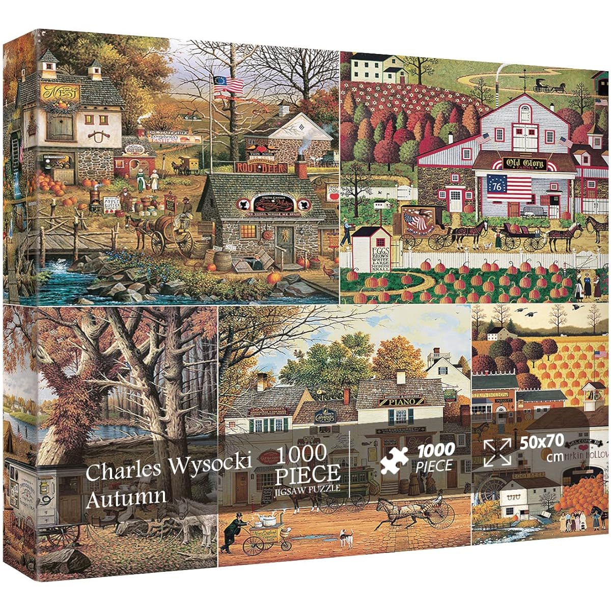 Charles Wysocki 1000 Piece Puzzle for Adults Fall Puzzle 1000 Piece Country Pumpkin Farm Puzzle Adult Art Jigsaw Puzzle 1000 Piece Painting