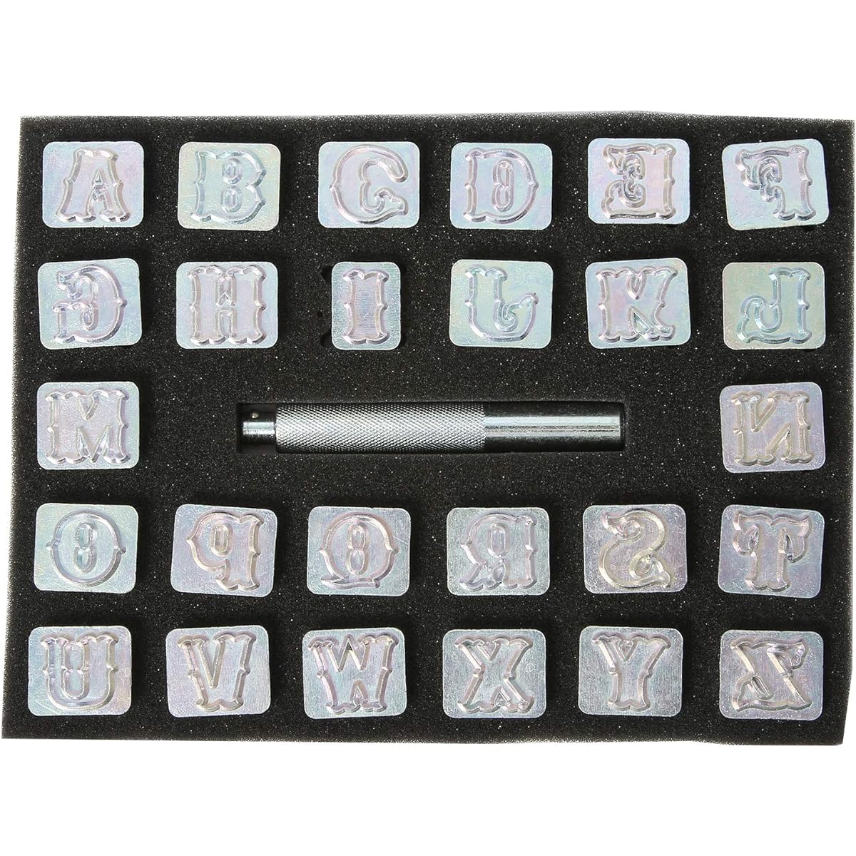 Standard Alphabet Leather Stamp Punch Kit 27 Pieces 3/4" (19mm) 26 Alphabet Stamps 1 Stamp Handle