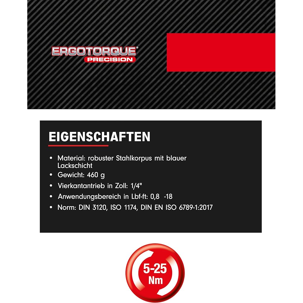 KS TOOLS 1/4" ERGOTORQUEprecision torque wrench with reversible ratchet head 1-25Nm 516.1512