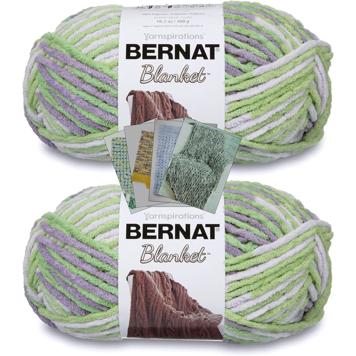 Bernat Blanket Yarn - Big Ball (10.5 oz) - Patterned 2 Pack (Lilac Leaf)