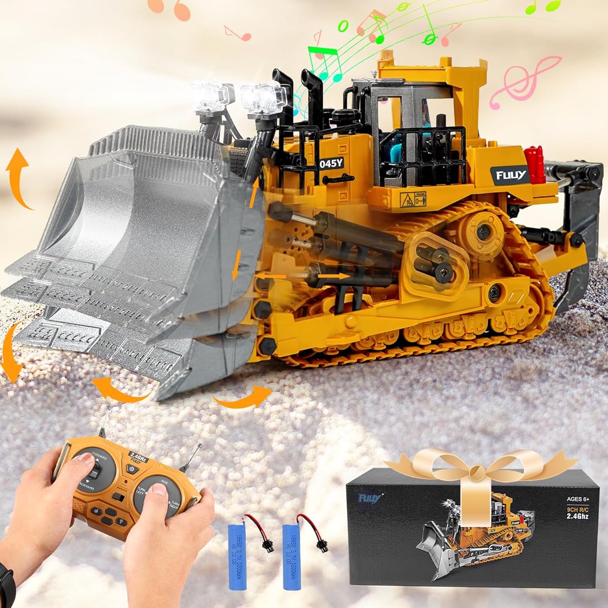 FUUY Construction Toys for 3 Year Old Boys Remote Control Bulldozer Kids Metal RC Construction Vehicle RC Dozer Toys Gifts for Boys Ages 4-7
