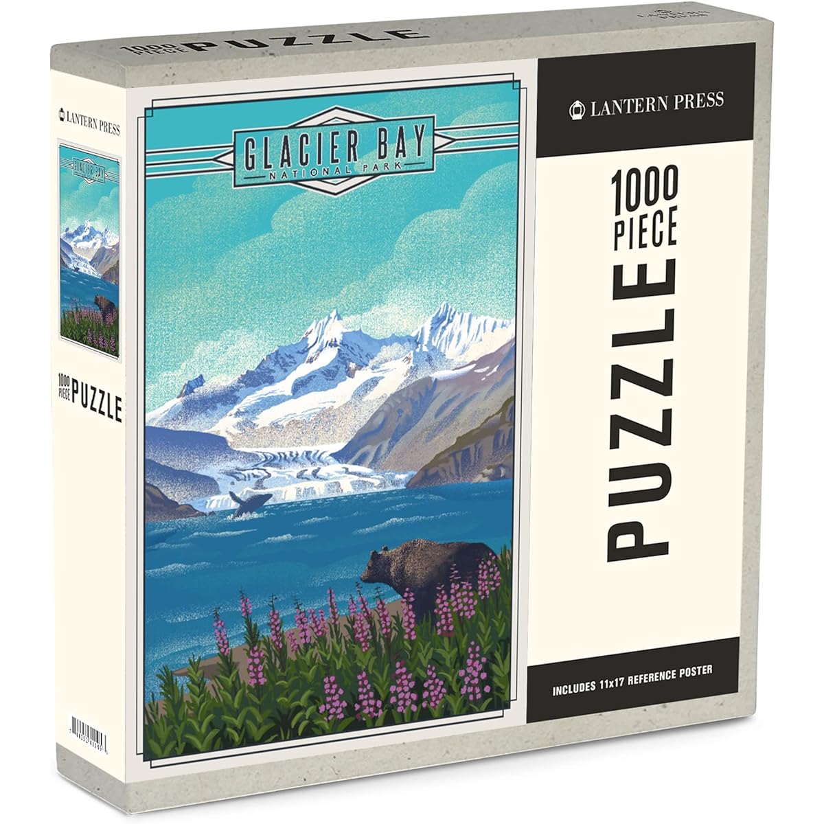 Glacier Bay National Park Alaska Lithograph National Park Series (19x28.5 inch Premium 1000 Piece Challenging Jigsaw Puzzle for Adults and Families Made in the USA