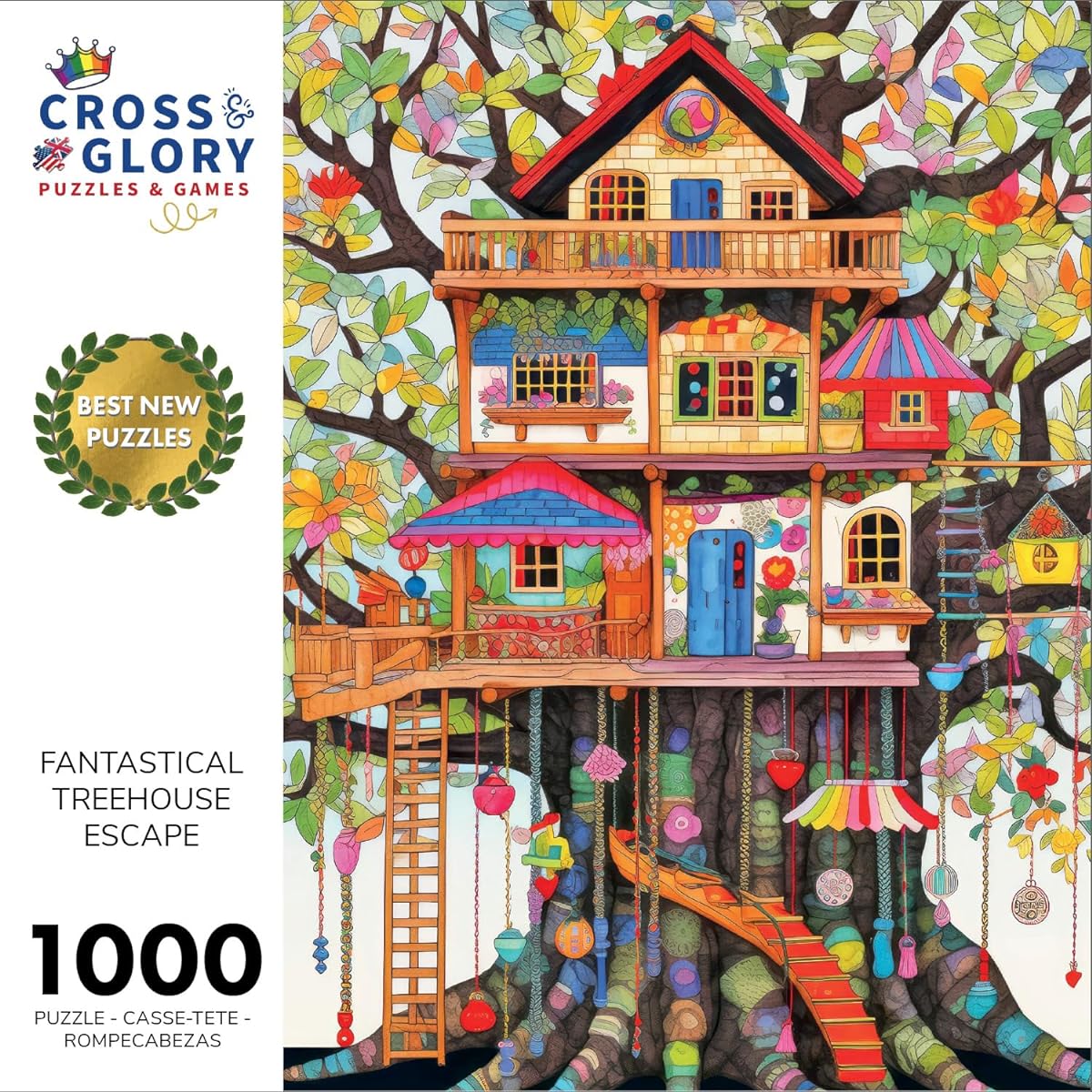 Fantastical Treehouse Escape - Whimsical Art Style Jigsaw Puzzle Eco Friendly 1000 Piece 20x27 Inch Satin Finish Fun Puzzle Challenge for Adults and Families