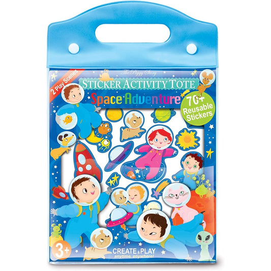 (Sticker Tote) - The Piggy Story 'Astronaut Adventure' Reusable Cling Sticker Activity Tote with Over 80 Stickers