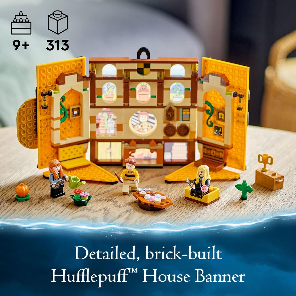 LEGO Harry Potter Hufflepuff House Banner 76412 Hogwarts Castle Common Room Wall Decor Building Set with 3 Minifigures and Mandrake Collectible Harry Potter Toys Gift Idea for Boys Girls Kids