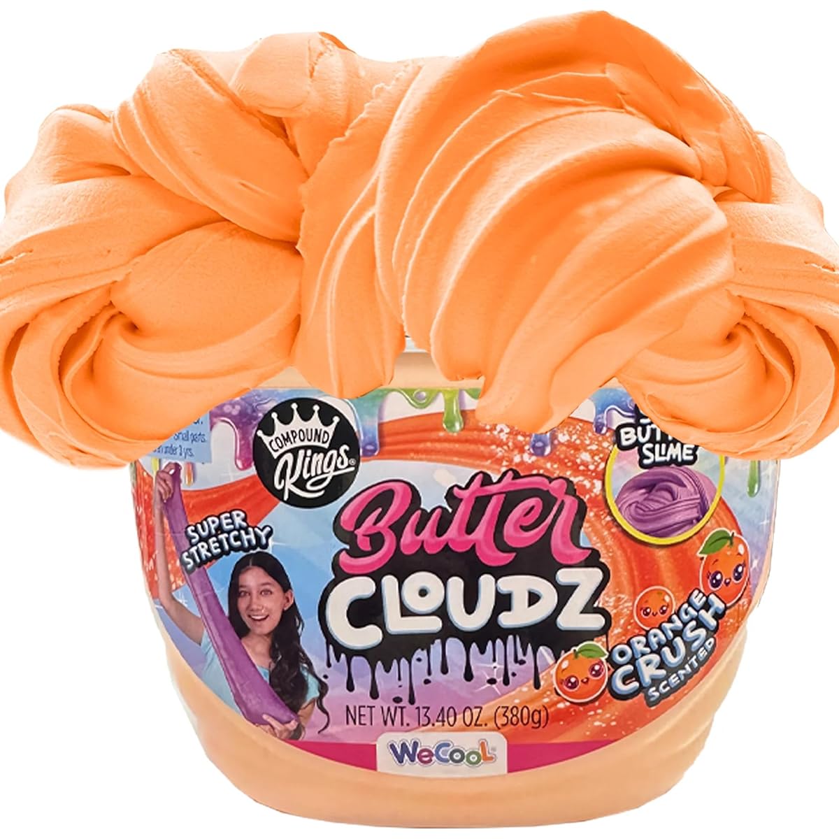 COMPOUND KINGS Butter Cloudz Compound Bucket for Grills & Boys | Sensory Toy | Non-Toxic & Non-Sticky | Stress Relief Texture | (Orange Crush)