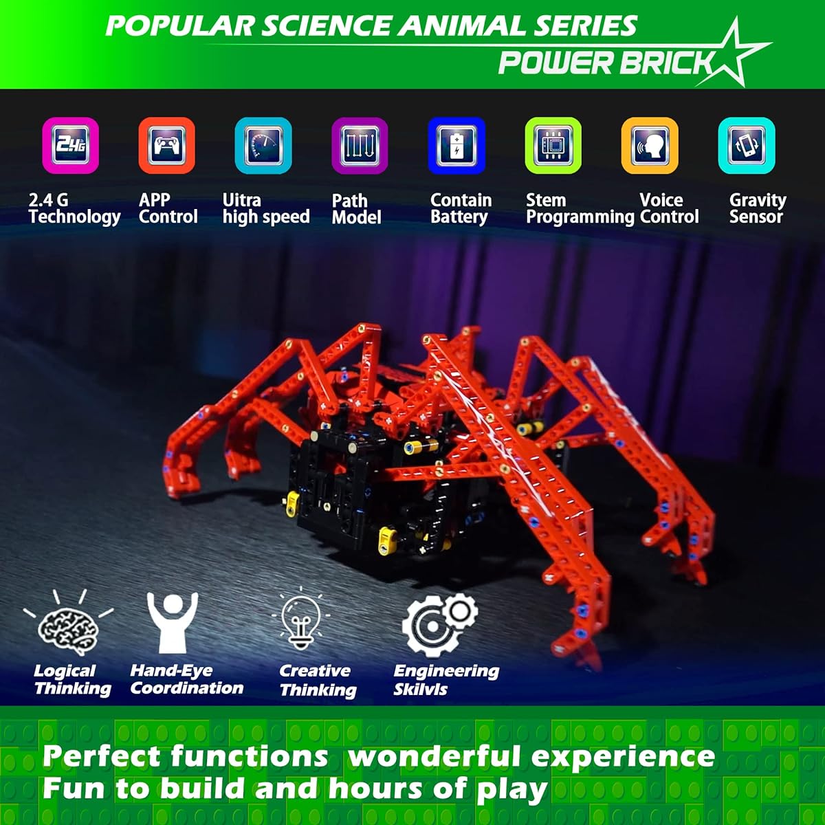 Addshiny RC & APP Control Robot Building Kit Set with Power Module Walking Electronic Pet Gift for Boys and Girls (818 Pieces)