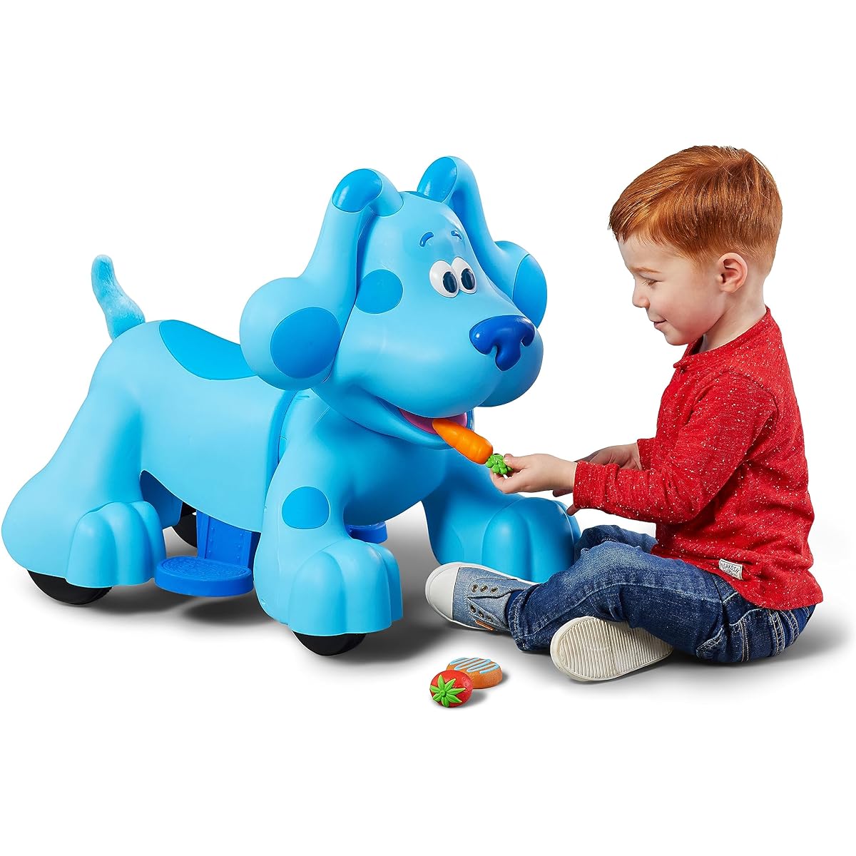Kid Trax 6V Rideamals Blue's Clues Snack Time Interactive Ride-On Toy for Ages 18-30 Months, Up to 44 lbs, 20 Sounds, 3 Snacks for Blue to Eat, Rechargeable Battery Powered