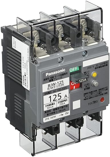 Panasonic Earth Leakage Breaker BJW-125 Type 3P3E with OC 125A 30mA Motor Protection BJW31253K