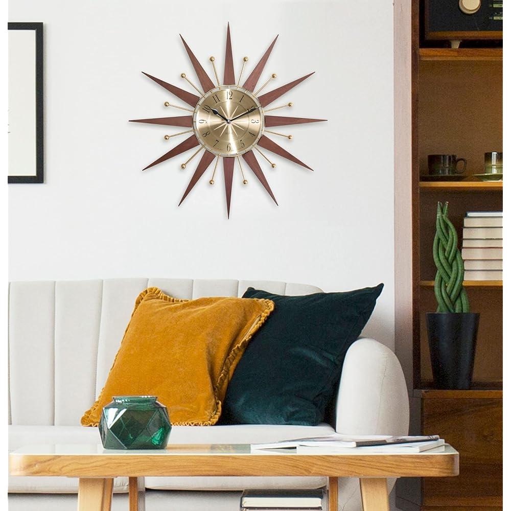 Acctim 29506 Brass & Walnut Walcott Retro Style Wall Clock