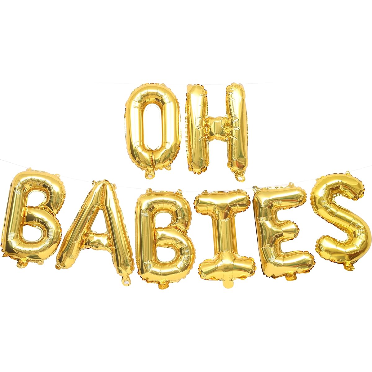 Twins Baby Shower Decorations - Oh Babies Gold Balloons, Oh Babies Banner Garland, Gender Reveal Party Supplies, Newborn Baby Shower Decorations
