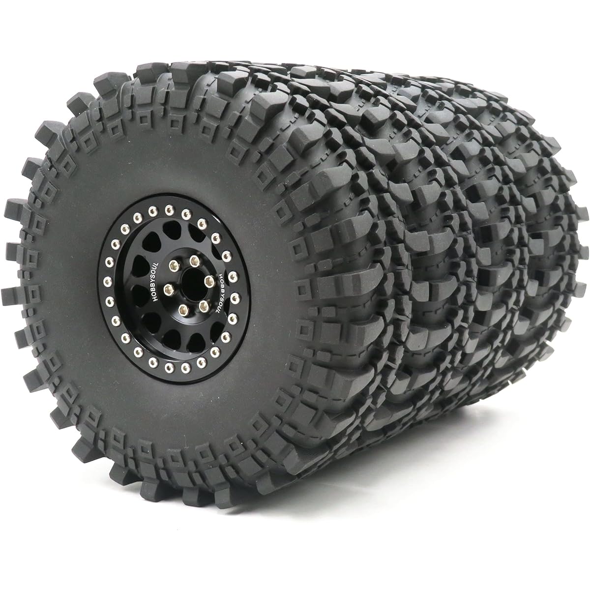 RC 2.2 Crawler Mud Terrain Tire Soft Tire Soft Foam Insert Height (OD): 145mm/5.7inch & Aluminum 2.2 Beadlock Wheel Hex 12mm Black