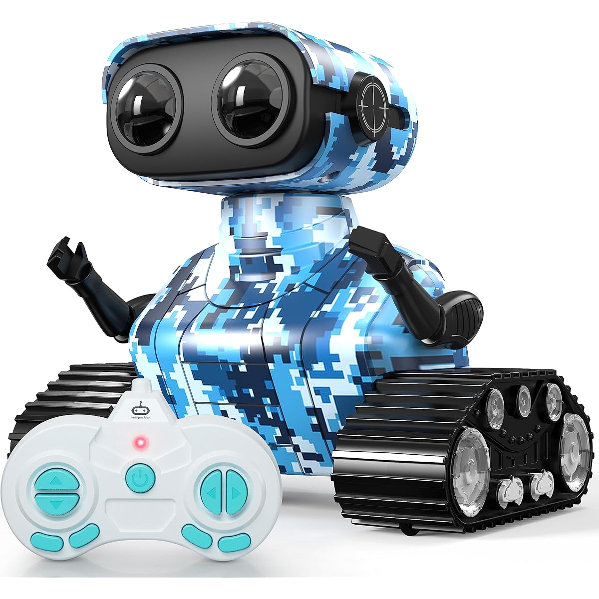 AOVIKOOD Rechargeable Robot Toy for Boys | RC Remote Control with LED Eyes, Dance Moves and Music | Gift for Kids Ages 3-4+ Enhances Imagination and Motor Skills (Navy Blue)