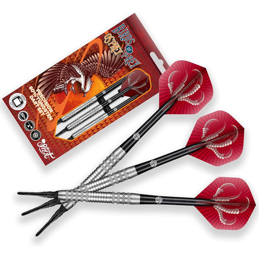 Shot! Birds of Prey Osprey Soft Tip Darts Set 80% Tungsten Pro Throw 18gm Darts Soft Tip Set Professional Plastic Tip Bar Darts for Adults