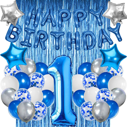 1st Birthday Boy Decorations Baby First Birthday Decorations Boy Blue 1st Birthday Balloons Party Supplies