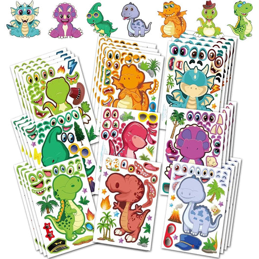 36 Reusable Dinosaur Stickers Dinosaur Party Favors, 9 Different Cute Face Dinosaur Stickers DIY Favorite Dinosaur Stickers for Kids Dinosaur Birthday Party Supplies Decorations