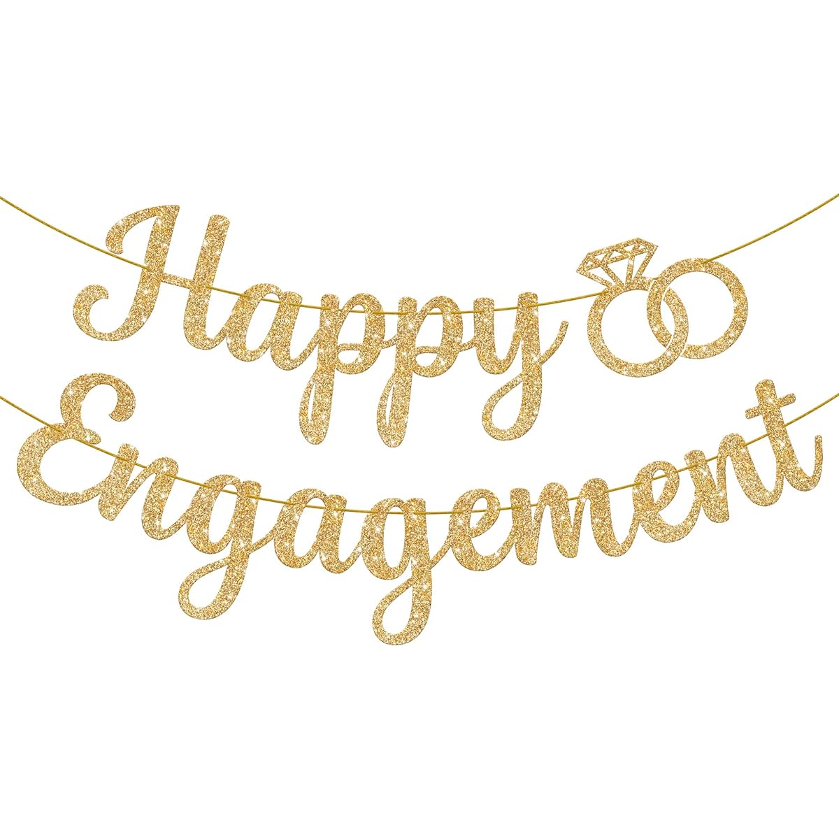 Happy Engagement Gold Glitter Banner