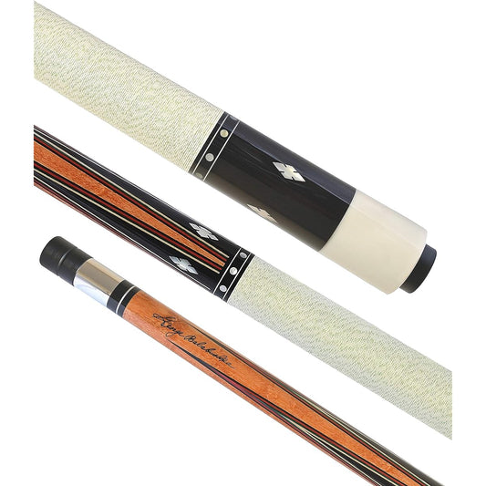 Balabushka GB21 Pool Cue: Birdseye Maple Forearm, 4 Point African Ebony Splice, 4 Traditional Bushka Color Veneers, Orange & Green in Reverse Order