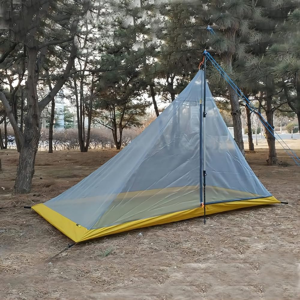 Inner tent for 1 to 2 people, camping, mosquito net, mosquito net, one person tent, mesh tent, low load tent, mountain climbing, ultra-lightweight, breathable, easy to set up, comes with pegs, poles sold separately