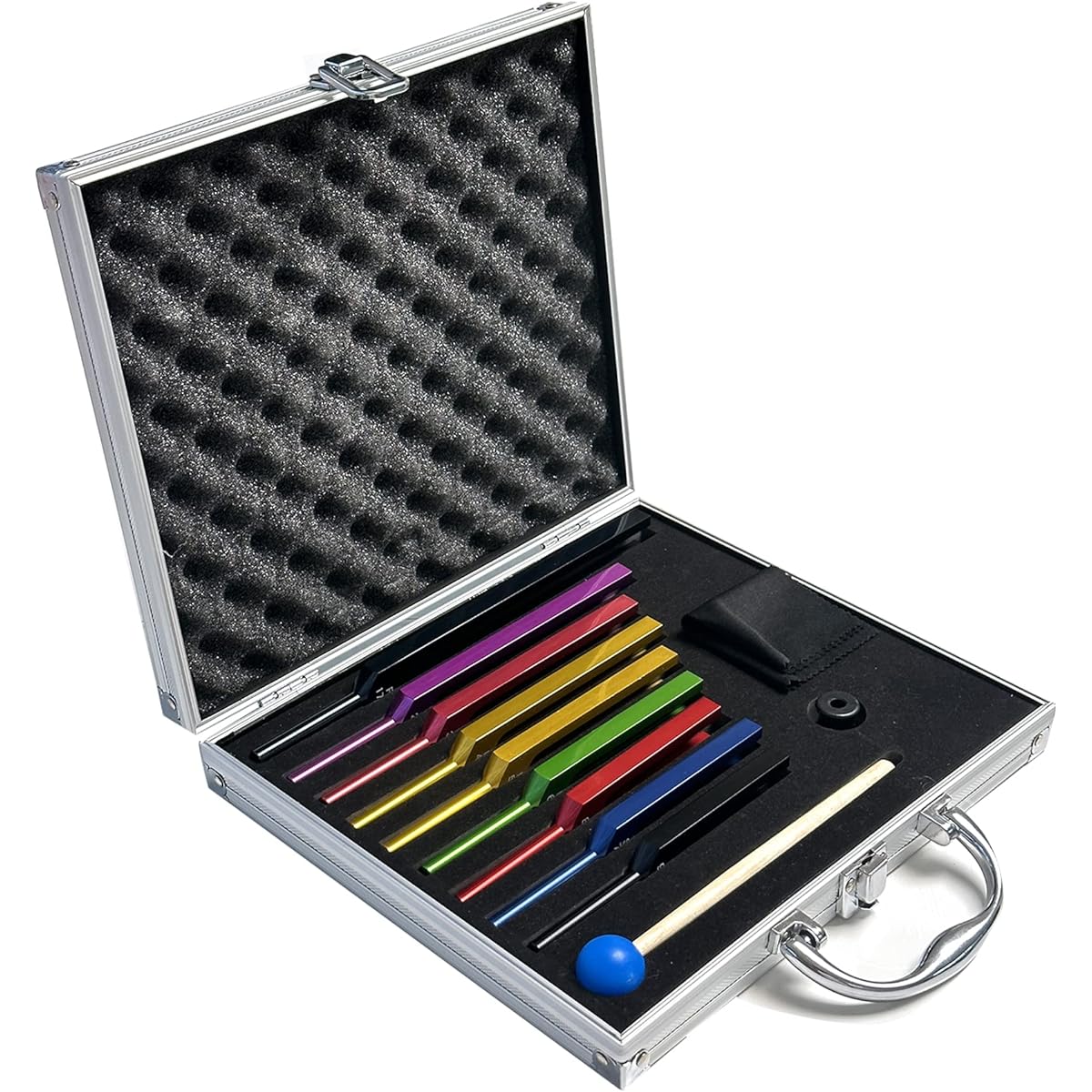 TENFLY Solfeggio Tuning Fork Set - 9 Tuning Forks DNA Healing Chakra Sound Therapy Multicolor with Exquisite Aluminum Gift Box (174Hz, 285Hz, 396Hz, 417Hz, 528Hz, 639Hz, etc.)
