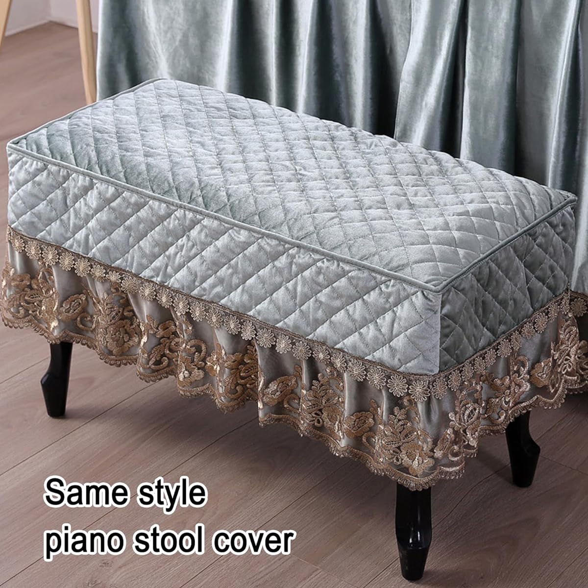 Full piano cover, piano stool cover, European style piano cover, 360° protection, embroidery, dustproof, washable, gift for family, modern simplicity, easy to clean
