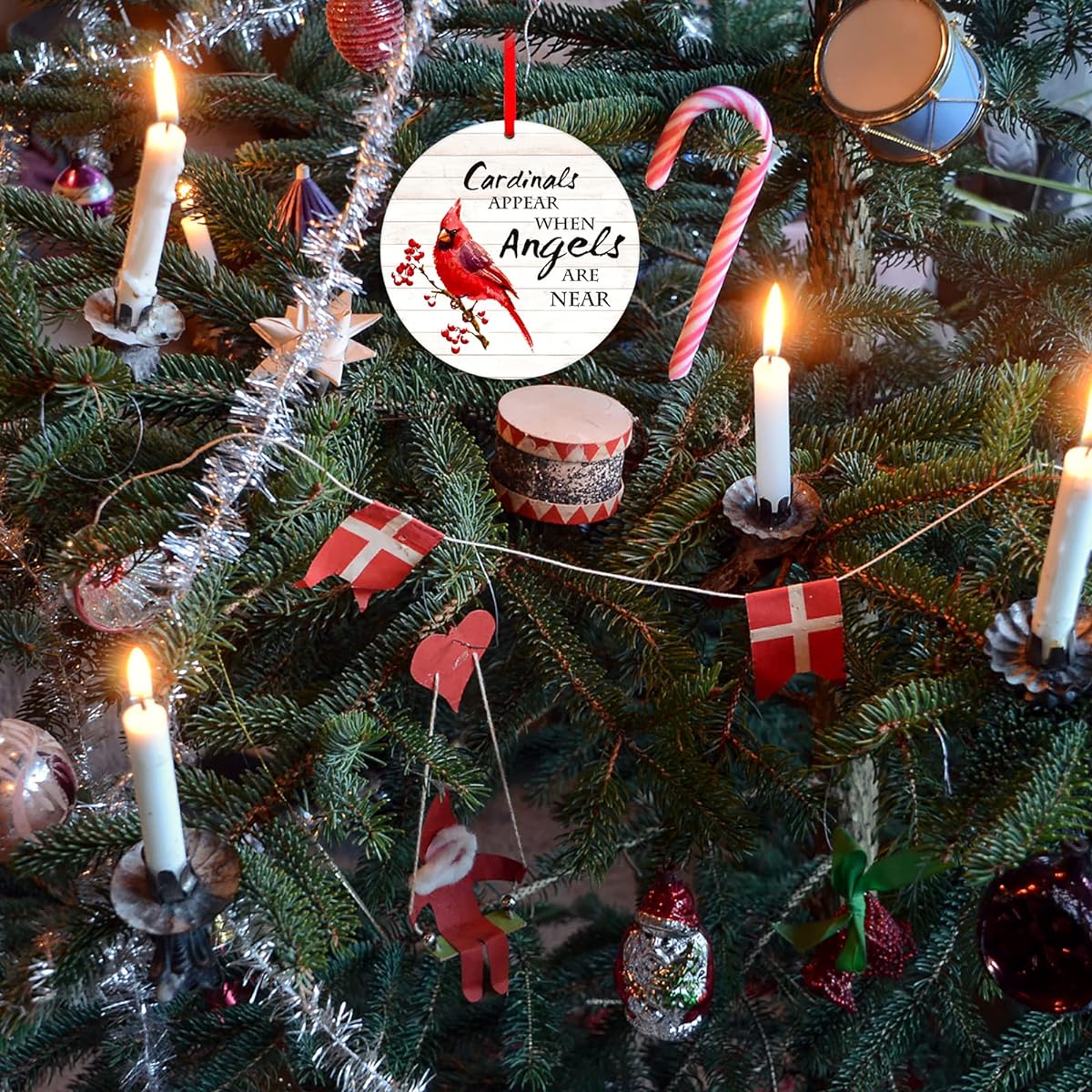 WaaHome Cardinals Appear When Angels are Near Christmas Ornament, 3" Red Cardinal Christmas Ornament, Memorial Tree Decoration for a Loved One