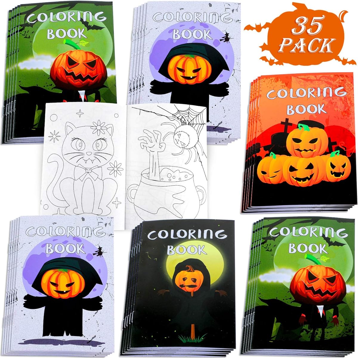 Outu Halloween Coloring Book, Halloween Characters, Fun Coloring Book, Pumpkin Ghost Design, Halloween Tricks, Halloween Party Supplies, Prize Bag Fillers, 35 Pieces