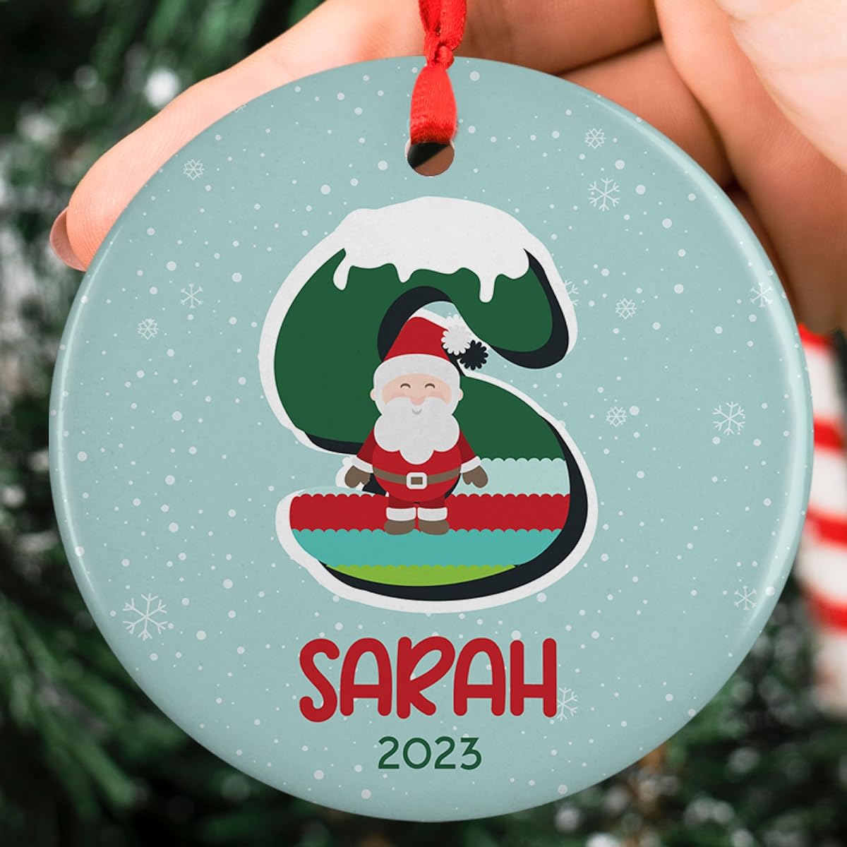 Personalized Christmas Initial Ornaments for Kids with Initials, Names and Dates - 26 Letters 3 Inch Ceramic or Aluminum - Ornaments for Girls, Boys, Teens, Kids Christmas Decoration Gifts