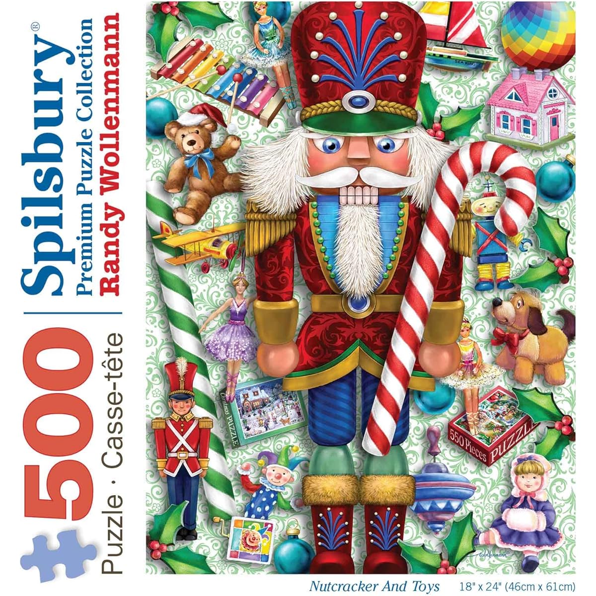 Bits and Pieces - 500 Piece Jigsaw Puzzle for Adults - "The Nutcracker and the Toys" - Large Piece Christmas Holiday Jigsaw Puzzle by Artist Randy Wollenmann - 18"x24"