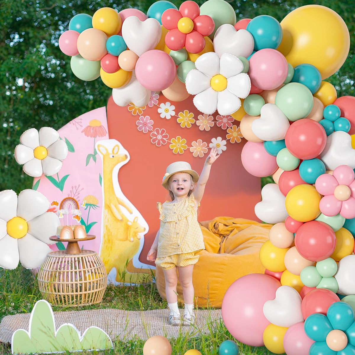 Daisy Balloon Garland Arch Kit Pastel Groovy Flower Party Decorations Pink Yellow Orange Blue Green Daisy Boho Banner Baby Shower Retro Hippie 1pc 2pc Groovy Birthday Party Decor
