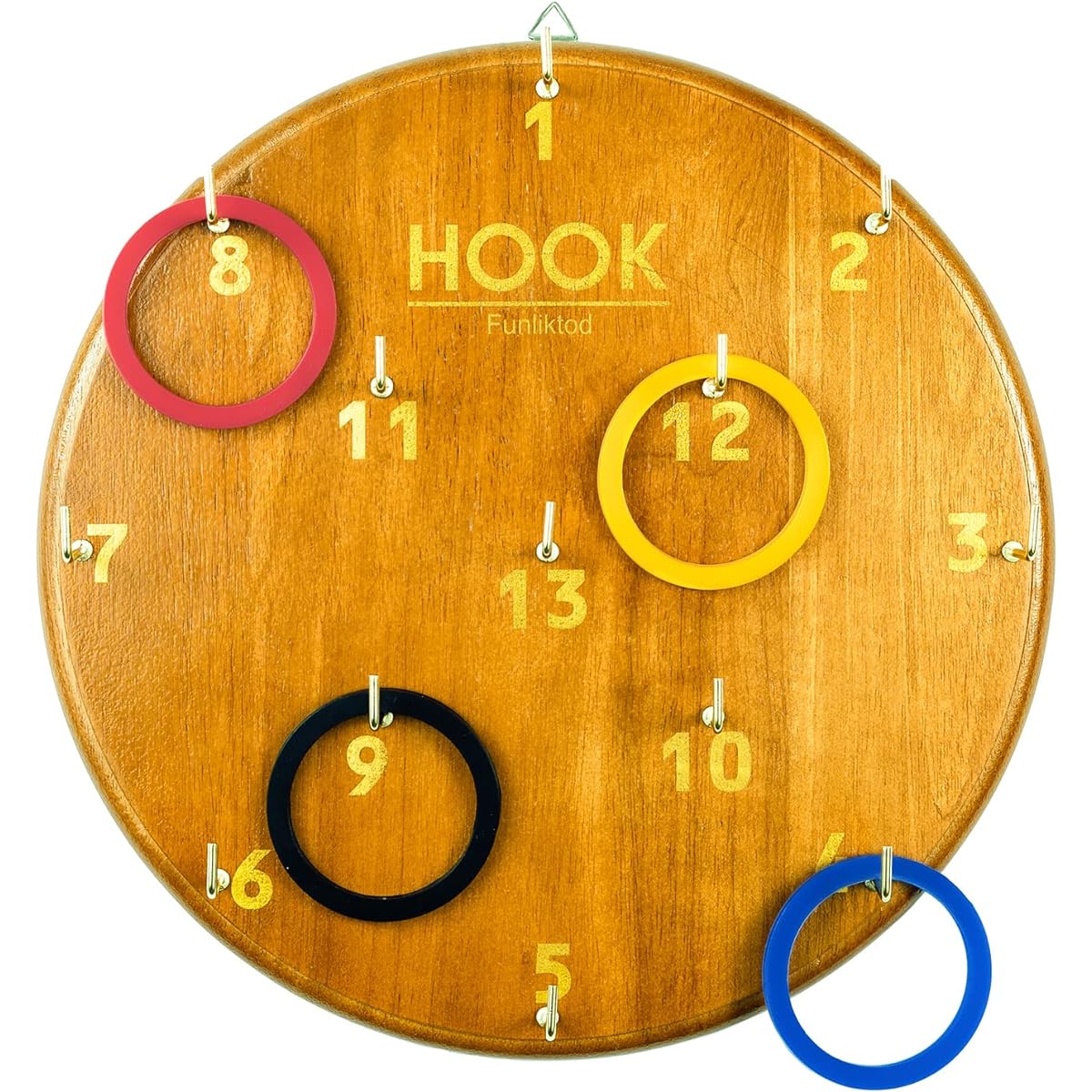 Funliktod Wooden Wall Hanging Ring Toss Game for Adults & Kids - Wall Game for Indoor & Outdoor Family Fun (Light Brown)