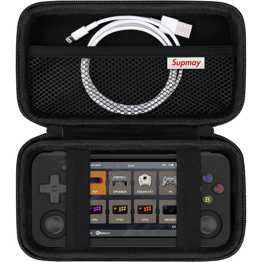 Supmay Hard Carrying Case Compatible with Beijue 16 Bit Handheld Games, Retro Video Game Protective Case with Mesh Pocket for USB Charging, Black